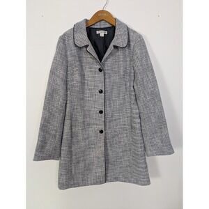 Pendleton Long Coat Women's 14 Large Button Blazer Lined Tweed Knit Grey